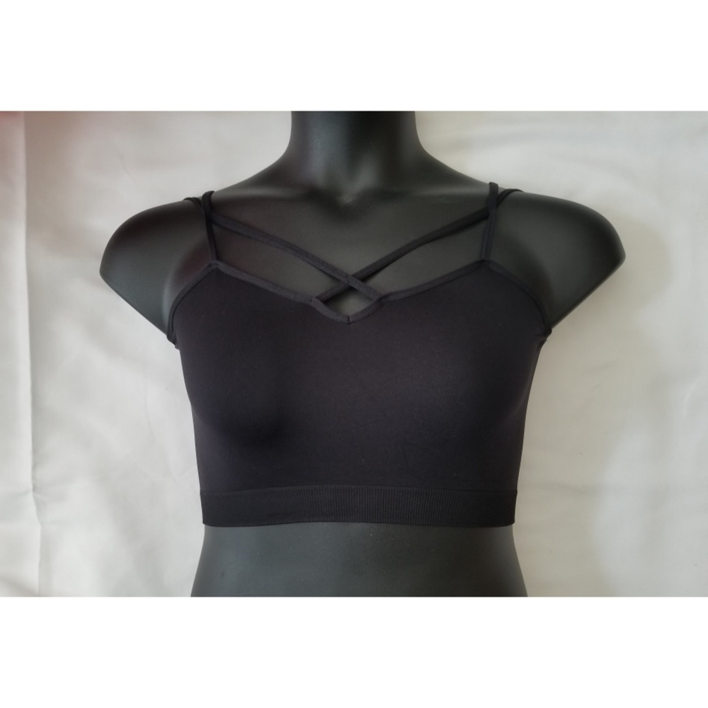 Plus Size Criss-Cross Bralette | Black - Picture 2 of 2